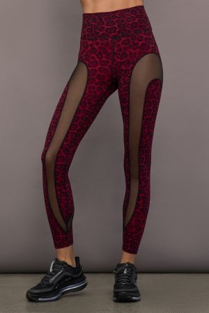 Sheer Spliced Legging in Melt - Red Leopard