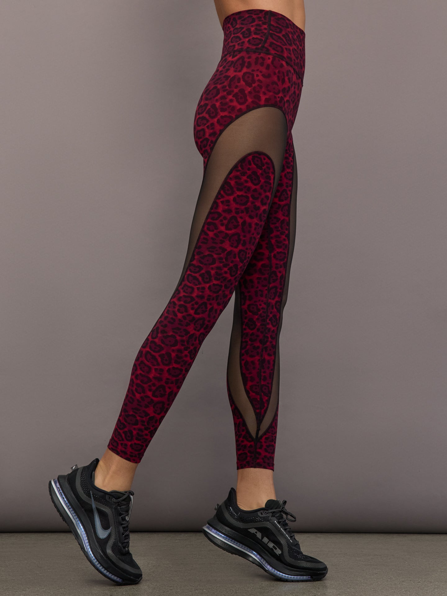 Sheer Spliced Legging in Melt - Red Leopard - Image 4