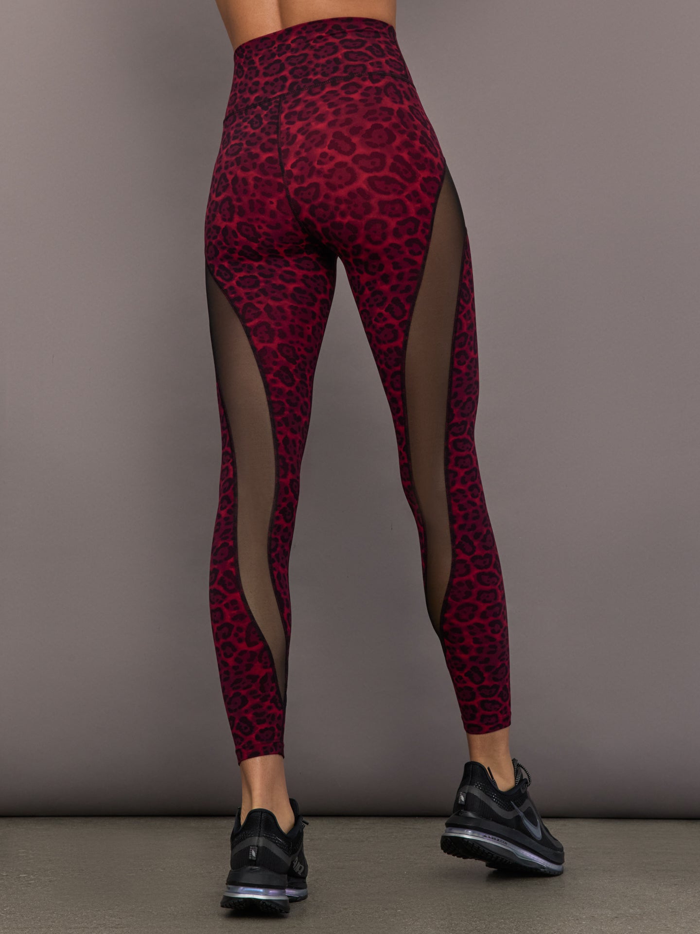 Sheer Spliced Legging in Melt - Red Leopard - Image 5
