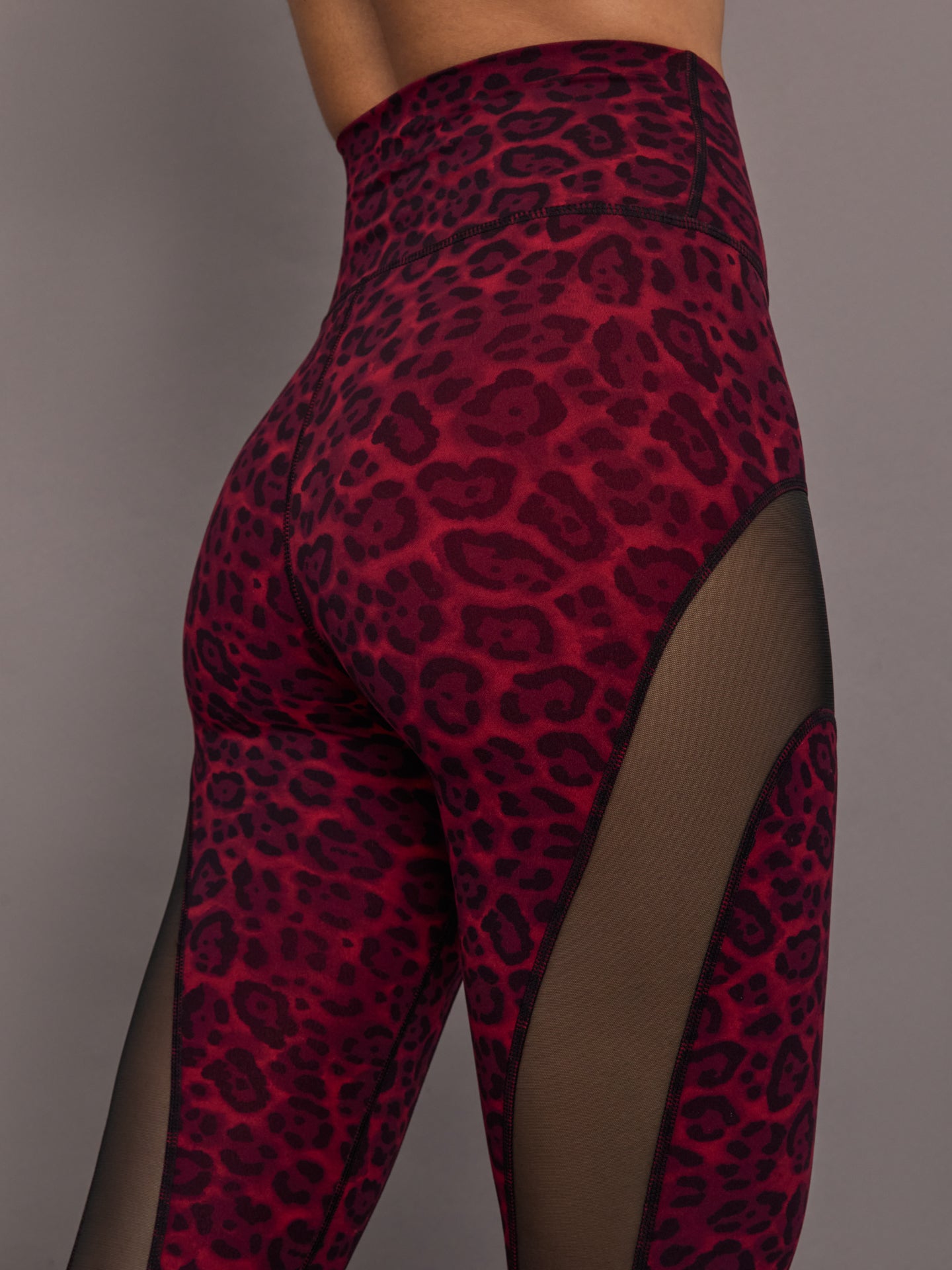 Sheer Spliced Legging in Melt - Red Leopard - Image 3