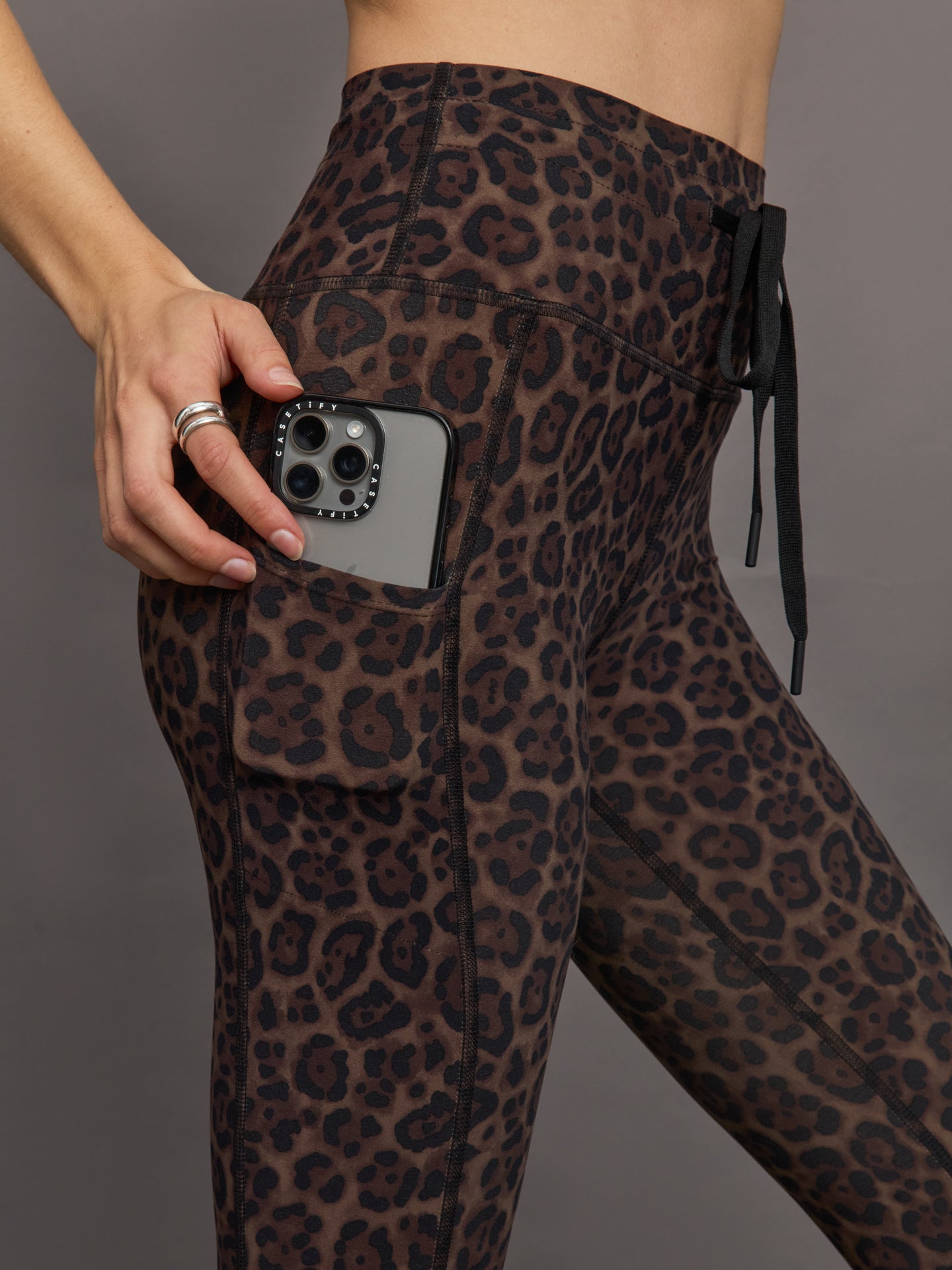 High Rise Sport Pocket Legging in Melt - Leopard Print - Image 6