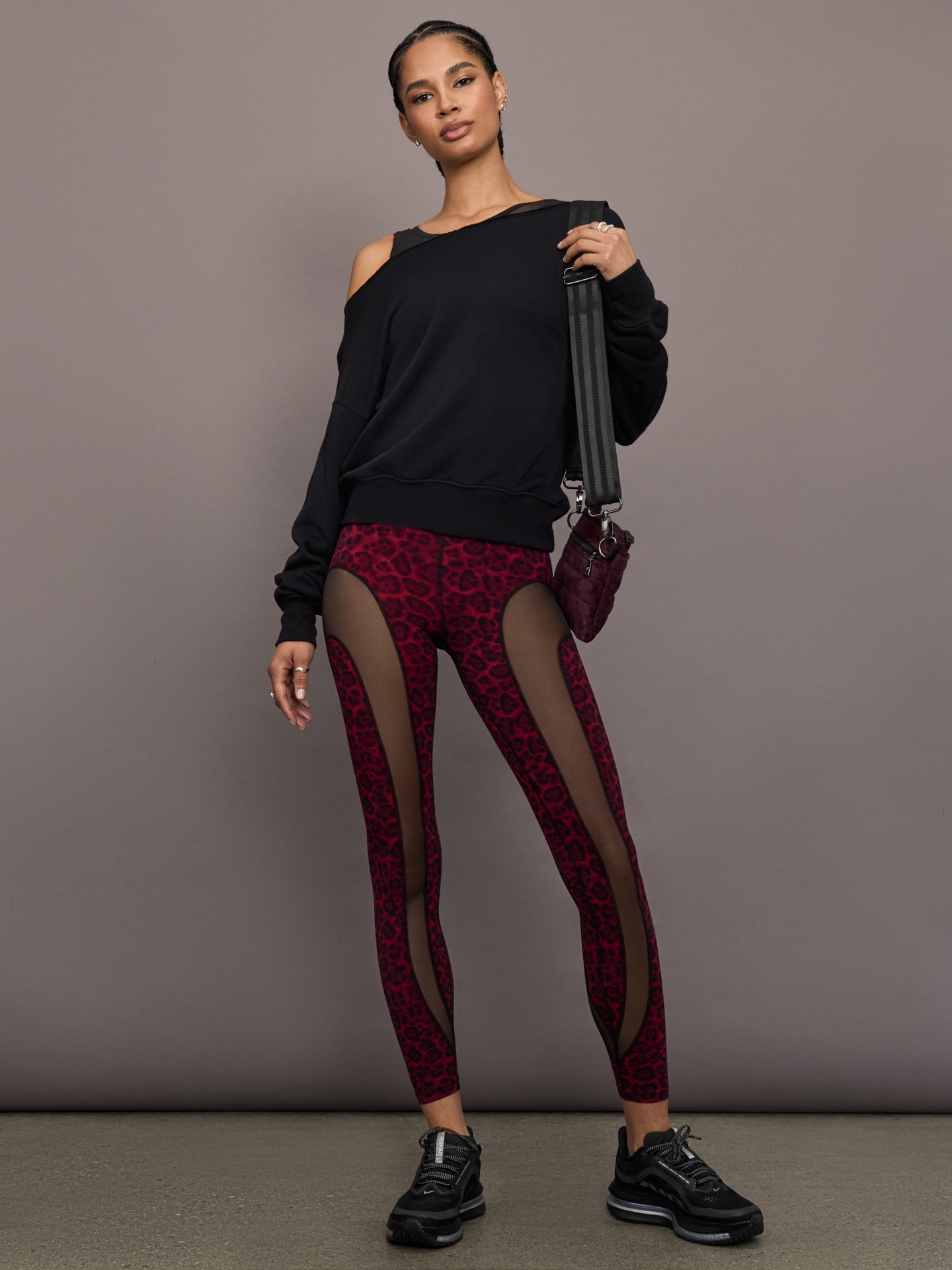 Sheer Spliced Legging in Melt - Red Leopard - Image 6