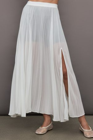 Mesh Pleated Skirt - Ivory
