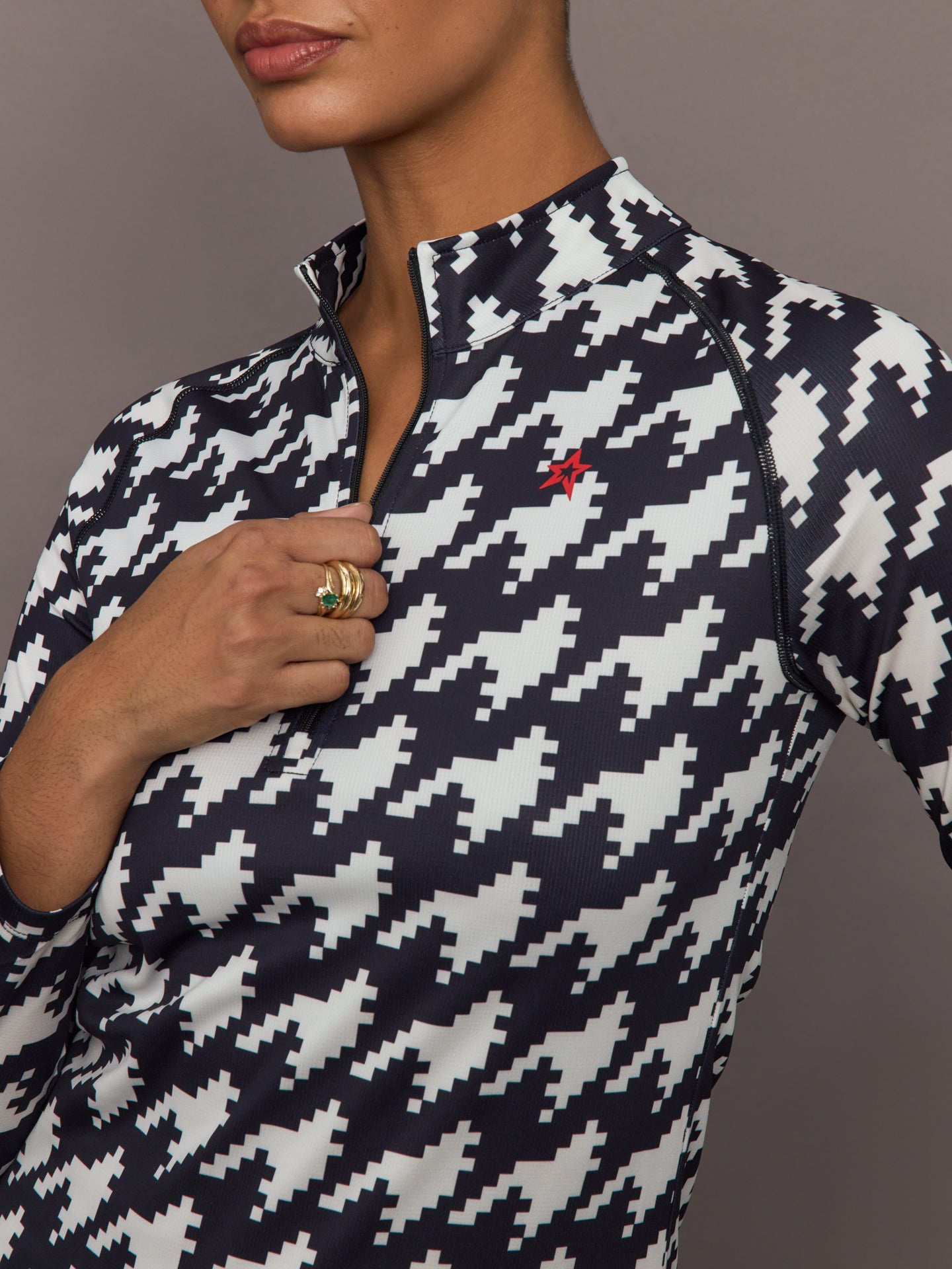 1/4 Base Layer Top - B&W Houndstooth - Image 5
