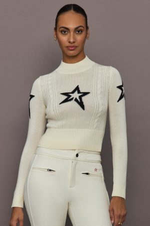 Cable Sweater in Merino Wool - Snow White