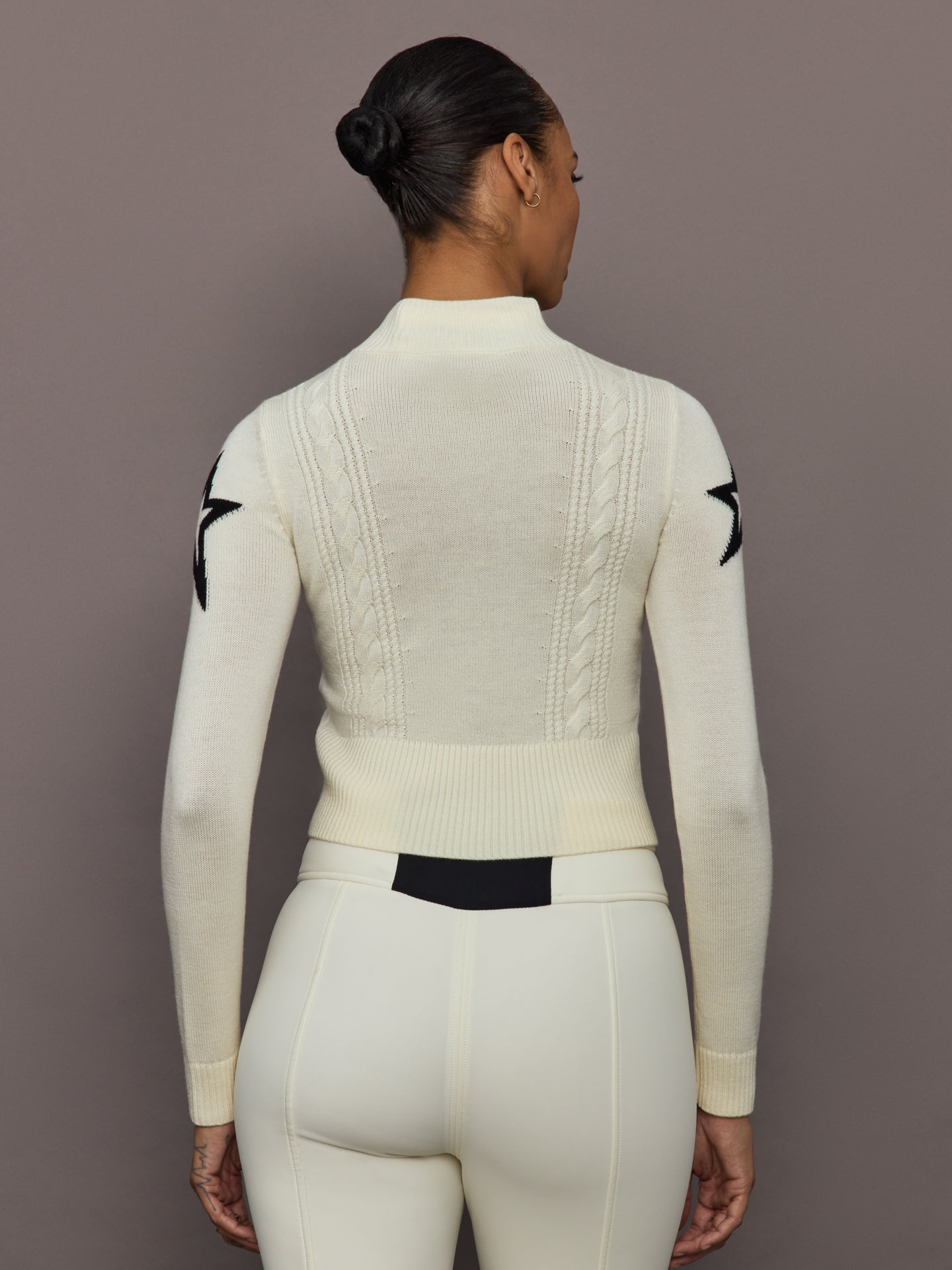 Cable Sweater in Merino Wool - Snow White - Image 5